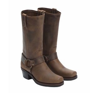 Frye Harness Boots Nubuck Oiled Leather Brown 8